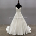  Elegant White A Line Vestido de noiva Custom Made Spaghetti strap satin Wedding Dress bridal Gown Manufactory